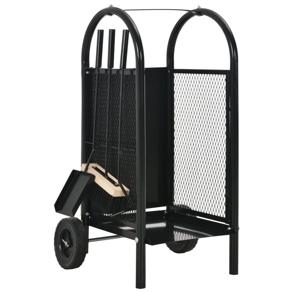 Kaminholzwagen Schwarz 30 x 35 x 81 cm Stahl