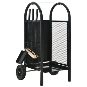 Kaminholzwagen Schwarz 30 x 35 x 81 cm Stahl