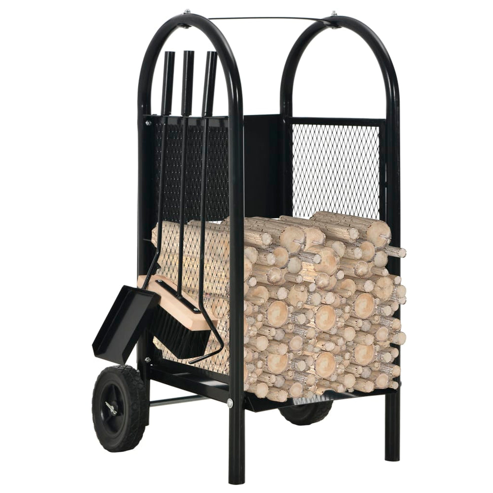 Kaminholzwagen Schwarz 30 x 35 x 81 cm Stahl