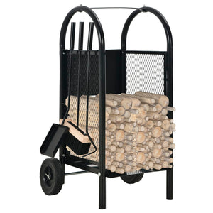 Kaminholzwagen Schwarz 30 x 35 x 81 cm Stahl