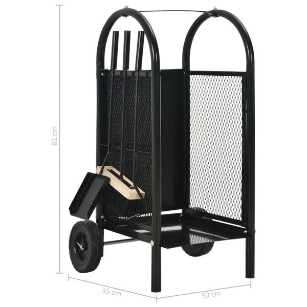 Kaminholzwagen Schwarz 30 x 35 x 81 cm Stahl