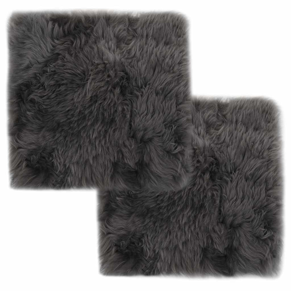vidaXL Seat Cushions 2 pcs. Light Grey 40x40 cm Real Sheepskin