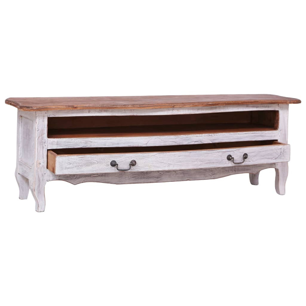 vidaXL Meuble TV 120x30x40 cm Blanc Bois de récupération massif