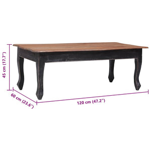 Couchtisch Schwarz 120 x 60 x 45 cm Massivholz Mahagoni