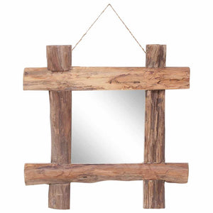 Holzspiegel Natur 50x50 cm Recyceltes Teakholz