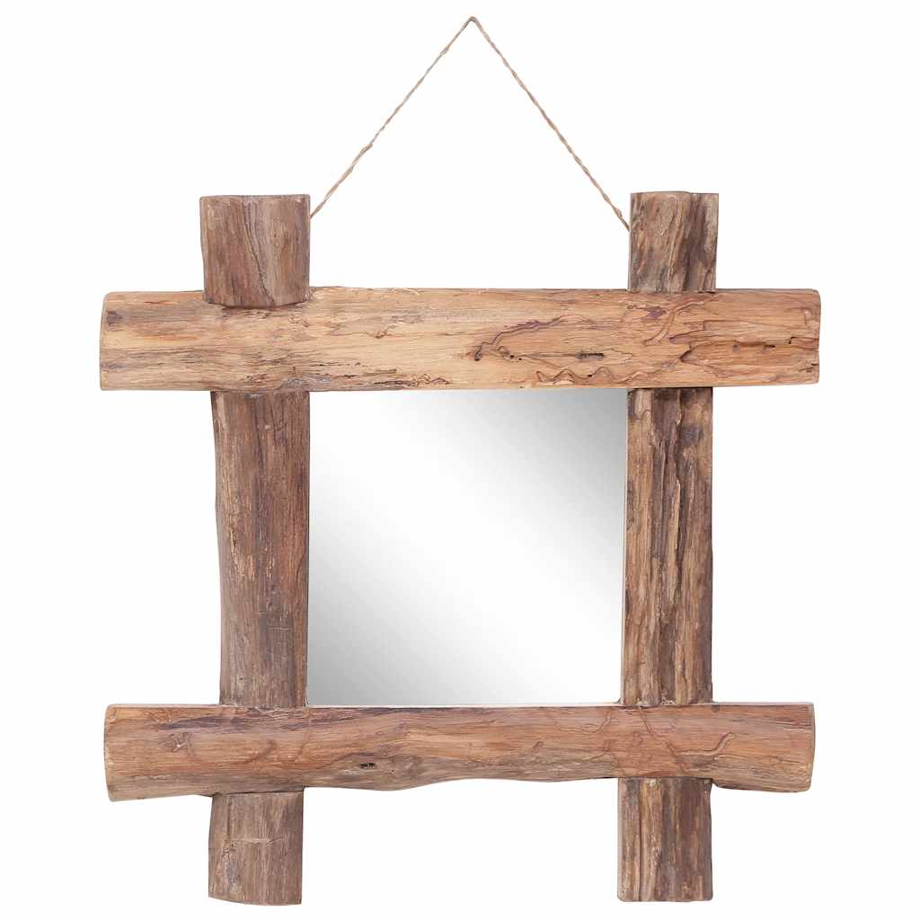 Holzspiegel Natur 50x50 cm Recyceltes Teakholz