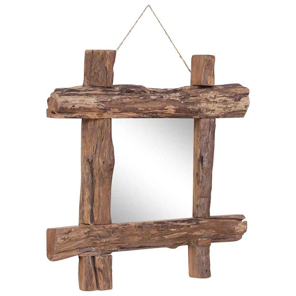 vidaXL Miroir en bois naturel 50x50 cm Bois de teck recyclé