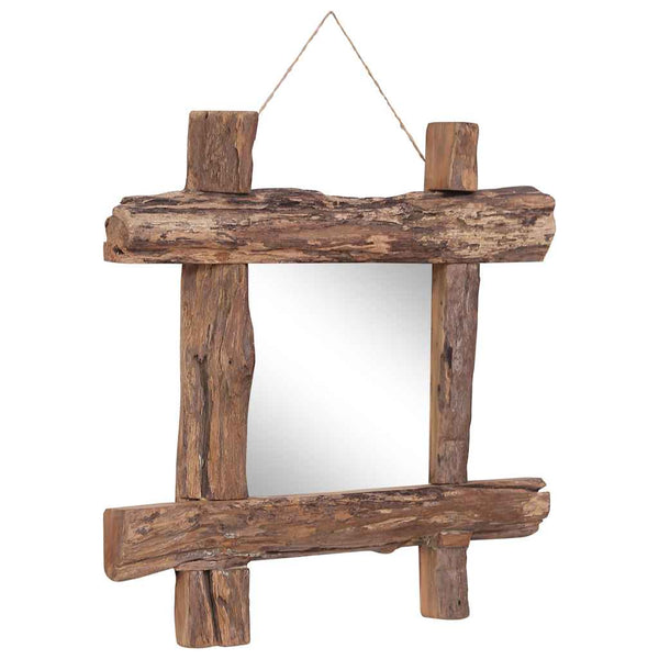 Holzspiegel Natur 50x50 cm Recyceltes Teakholz