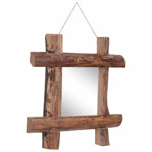 Holzspiegel Natur 50x50 cm Recyceltes Teakholz