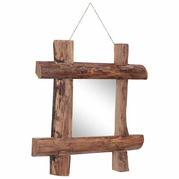 Holzspiegel Natur 50x50 cm Recyceltes Teakholz