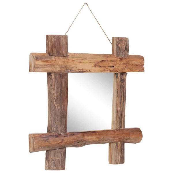 Holzspiegel Natur 50x50 cm Recyceltes Teakholz