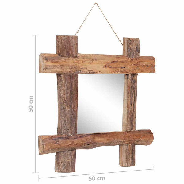 Holzspiegel Natur 50x50 cm Recyceltes Teakholz