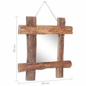 Holzspiegel Natur 50x50 cm Recyceltes Teakholz