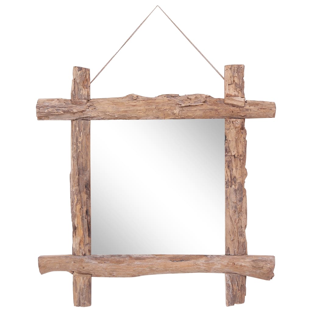 Holzspiegel Natur 70x70 cm Recyceltes Teakholz