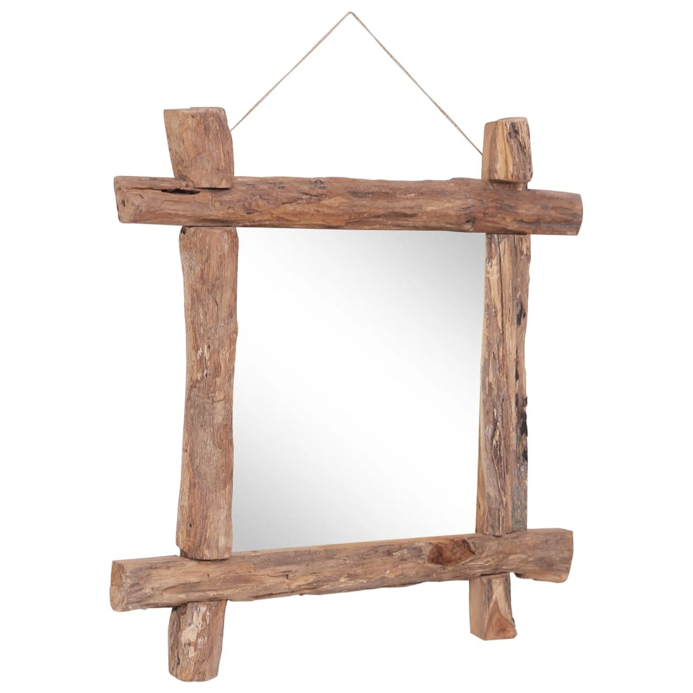 vidaXL Miroir en bois naturel 70x70 cm en teck recyclé