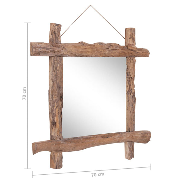 Holzspiegel Natur 70x70 cm Recyceltes Teakholz