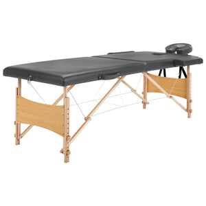 Massagetisch Anthrazit Holzrahmen 186 cm