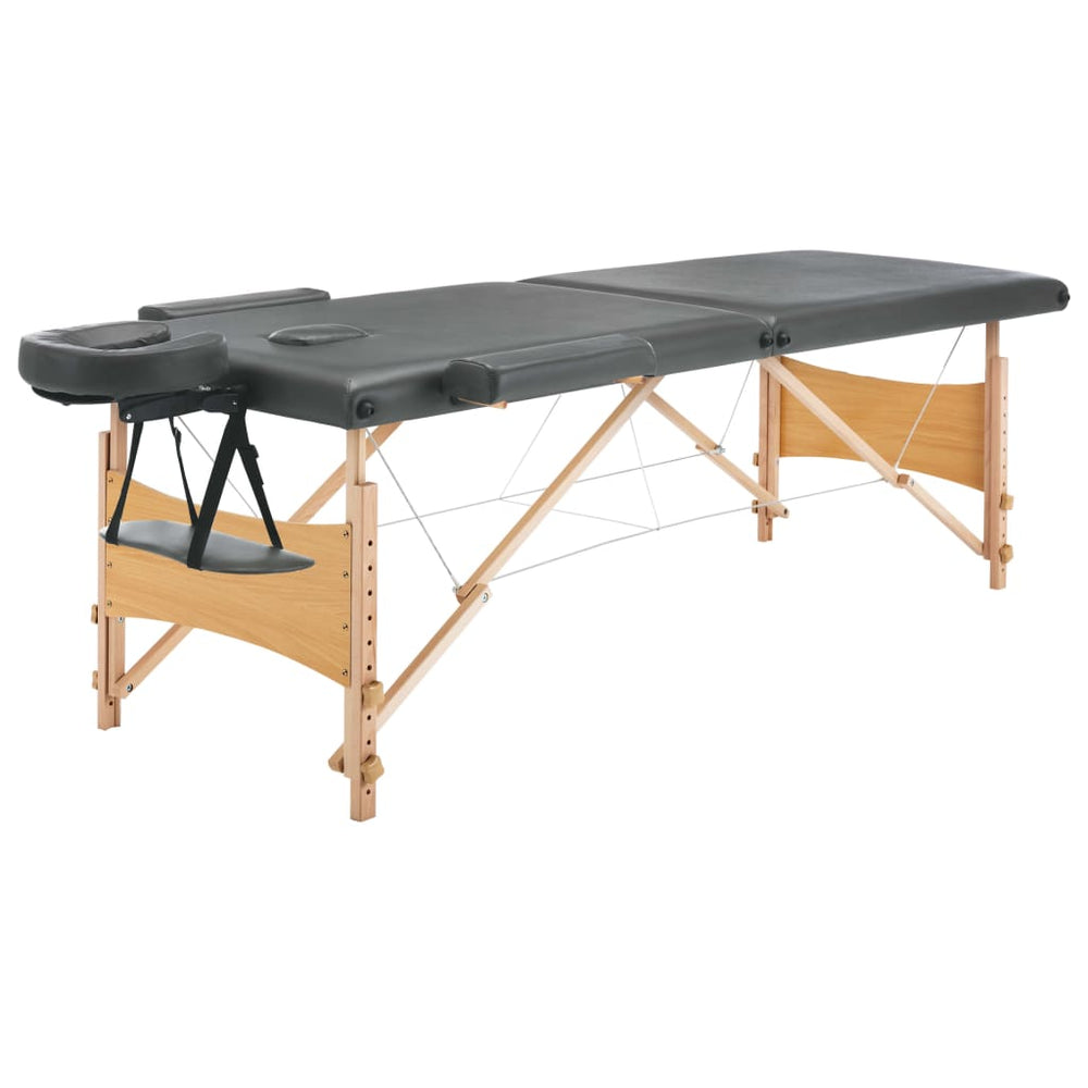 Massagetisch Anthrazit Holzrahmen 186 cm