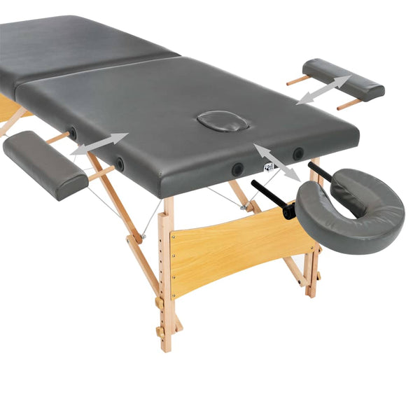 Massagetisch Anthrazit Holzrahmen 186 cm