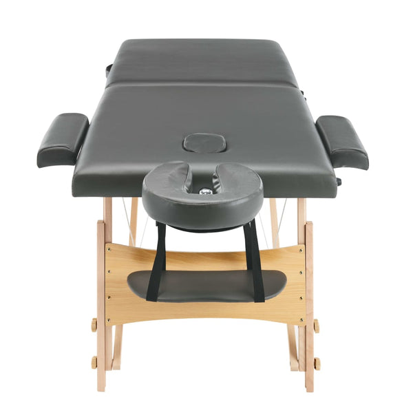 Massagetisch Anthrazit Holzrahmen 186 cm