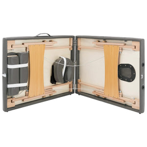 Massagetisch mit 2 Zonen Holzrahmen Anthrazit 186×68 cm