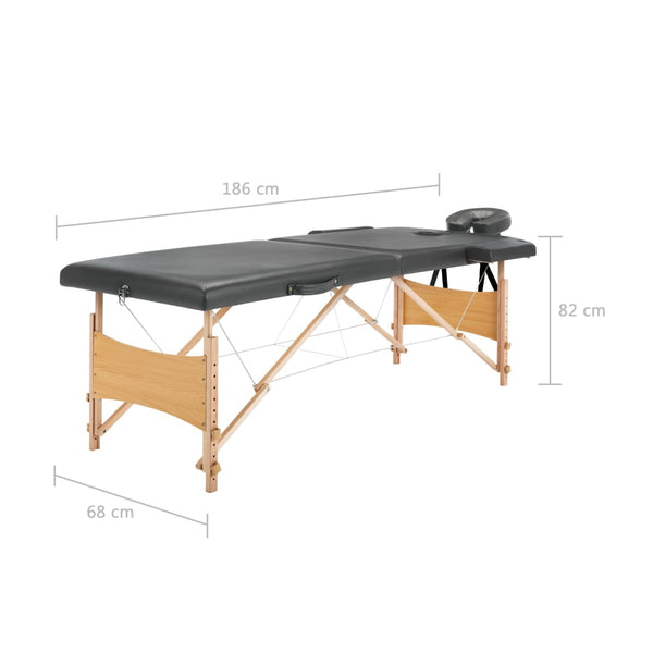 Massagetisch Anthrazit Holzrahmen 186 cm