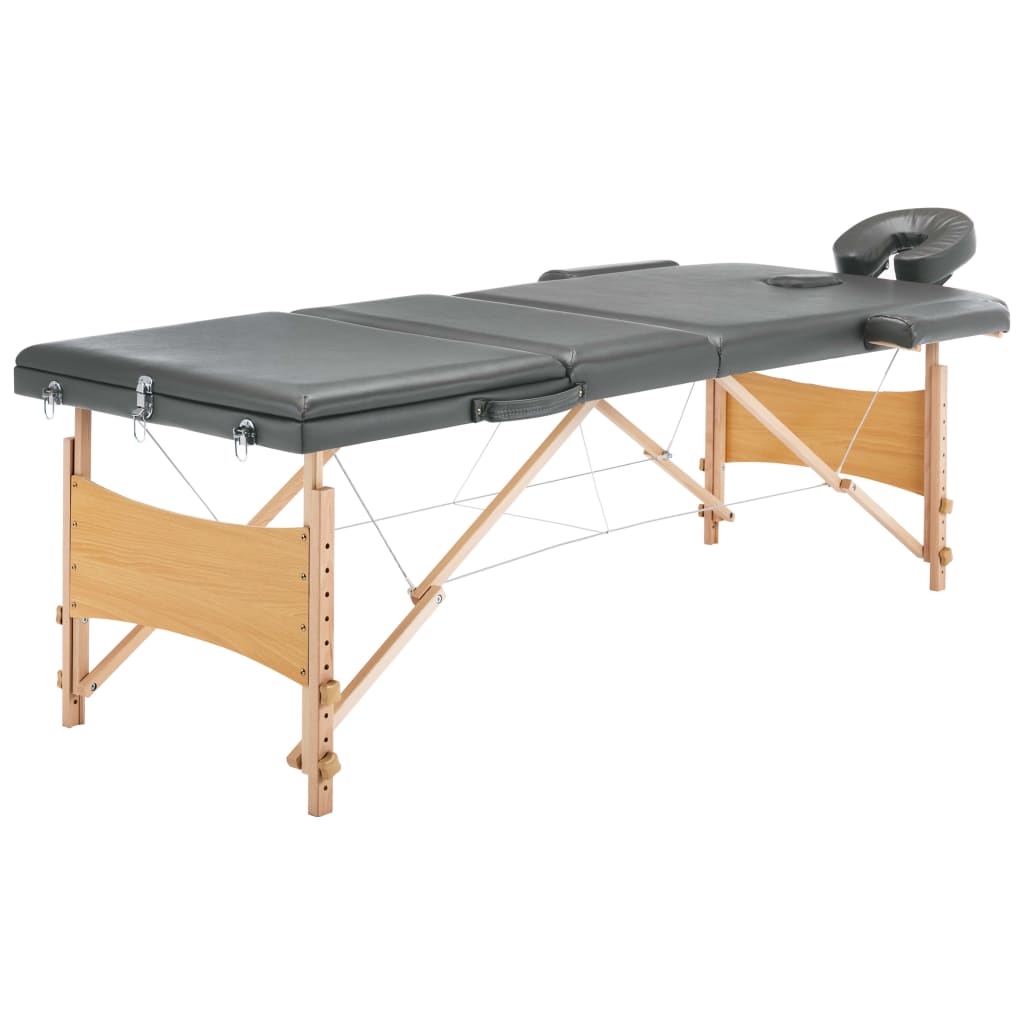 Massageliege 3-Zonen Anthrazit Holz