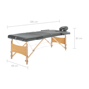 Massageliege 3-Zonen Anthrazit Holz