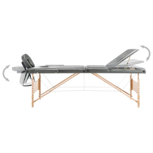 Massageliege 3-Zonen Anthrazit Holz