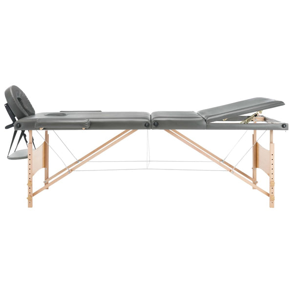 Massageliege 3-Zonen Anthrazit Holz
