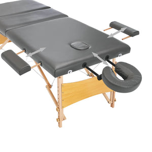Massageliege 3-Zonen Anthrazit Holz