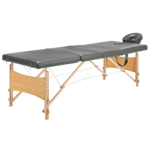 Massageliege 4-Zonen Holz Anthrazit 186x68 cm