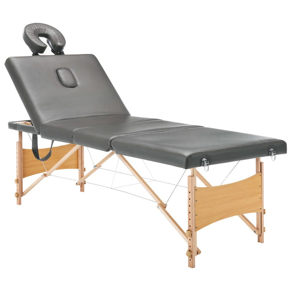 Massageliege 4-Zonen Holz Anthrazit 186x68 cm