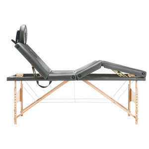 Table de massage pliante vidaXL 4 zones avec cadre en bois Anthracite 186x68 cm