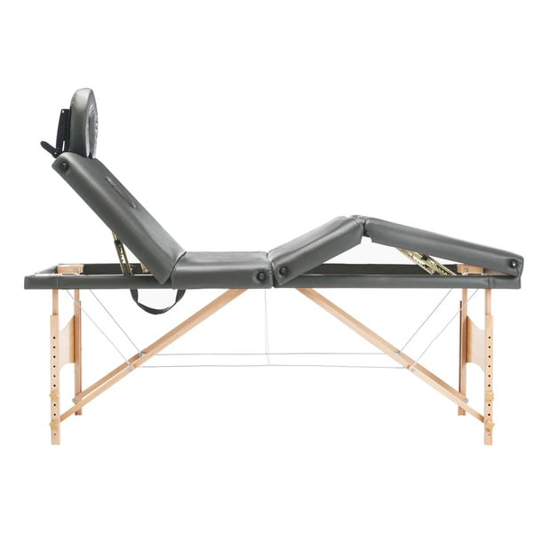 Table de massage pliante vidaXL 4 zones avec cadre en bois Anthracite 186x68 cm