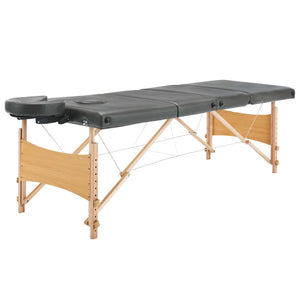 Massageliege 4-Zonen Holz Anthrazit 186x68 cm