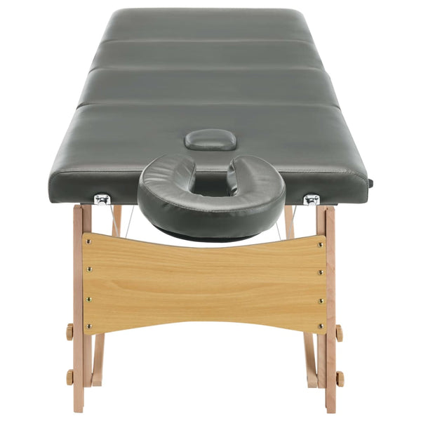 Massageliege 4-Zonen Holz Anthrazit 186x68 cm