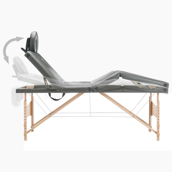 Table de massage pliante vidaXL 4 zones avec cadre en bois Anthracite 186x68 cm