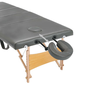 Table de massage pliante vidaXL 4 zones avec cadre en bois Anthracite 186x68 cm