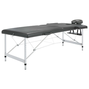 vidaXL Table de massage à 2 zones avec cadre en aluminium Anthracite 186x68 cm