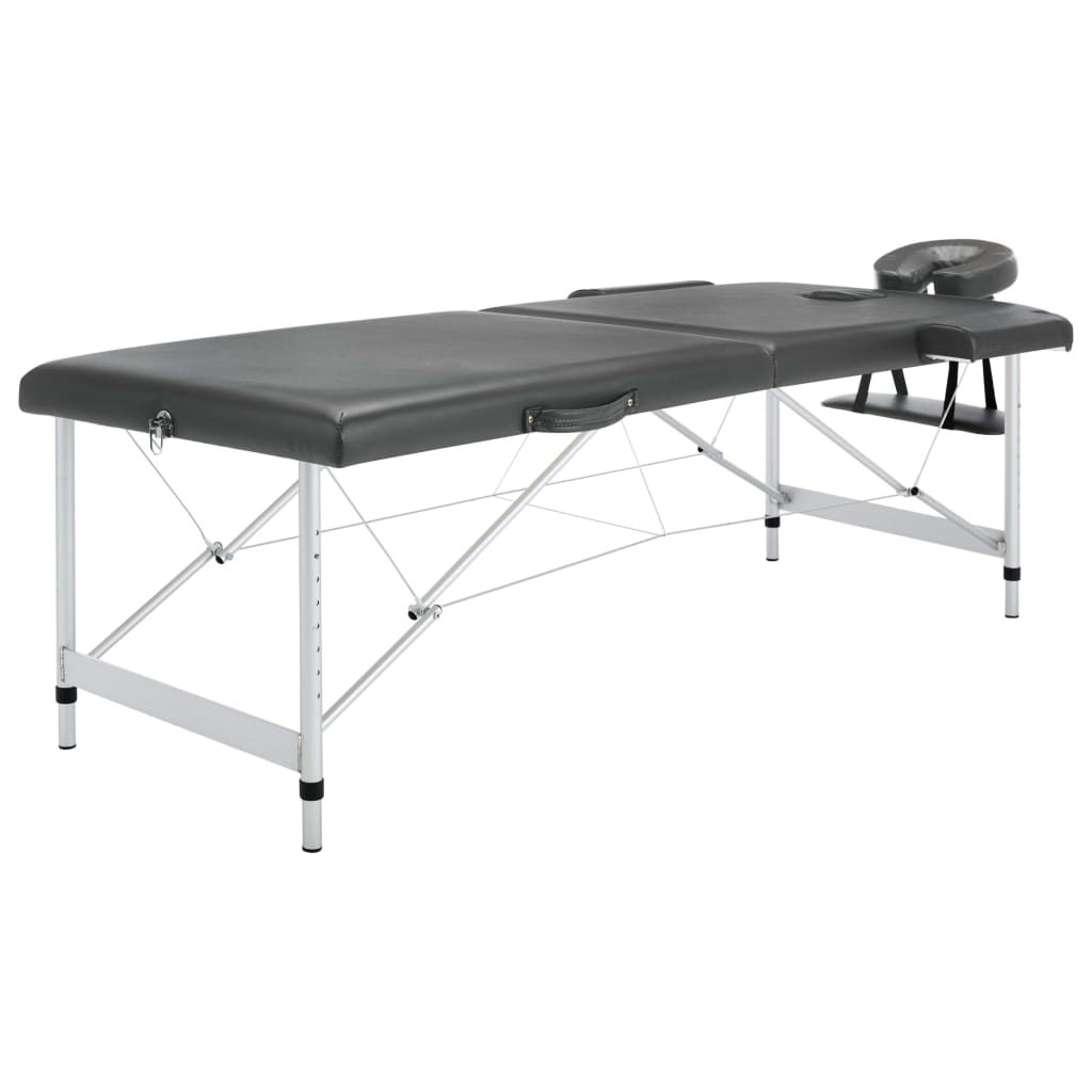 vidaXL Table de massage à 2 zones avec cadre en aluminium Anthracite 186x68 cm