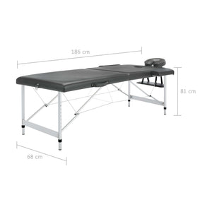 vidaXL Table de massage à 2 zones avec cadre en aluminium Anthracite 186x68 cm
