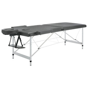 vidaXL Table de massage à 2 zones avec cadre en aluminium Anthracite 186x68 cm