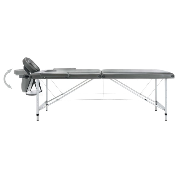 vidaXL Table de massage à 2 zones avec cadre en aluminium Anthracite 186x68 cm