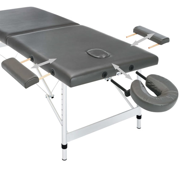vidaXL Table de massage à 2 zones avec cadre en aluminium Anthracite 186x68 cm
