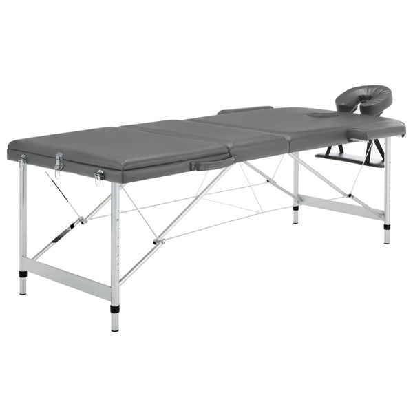 vidaXL Table de massage 3 zones cadre aluminium anthracite 186x68 cm