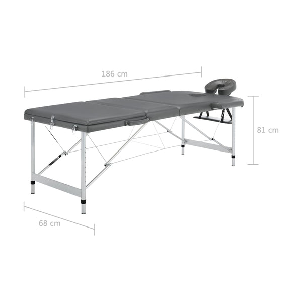 3-Zonen Massagetisch Anthrazit 186 cm
