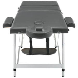 vidaXL Table de massage 3 zones cadre aluminium anthracite 186x68 cm
