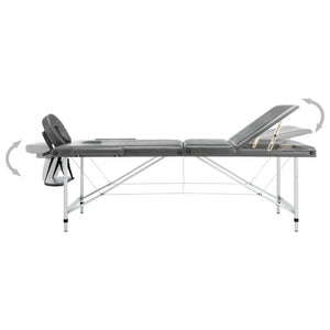 vidaXL Table de massage 3 zones cadre aluminium anthracite 186x68 cm