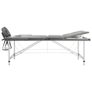 vidaXL Table de massage 3 zones cadre aluminium anthracite 186x68 cm